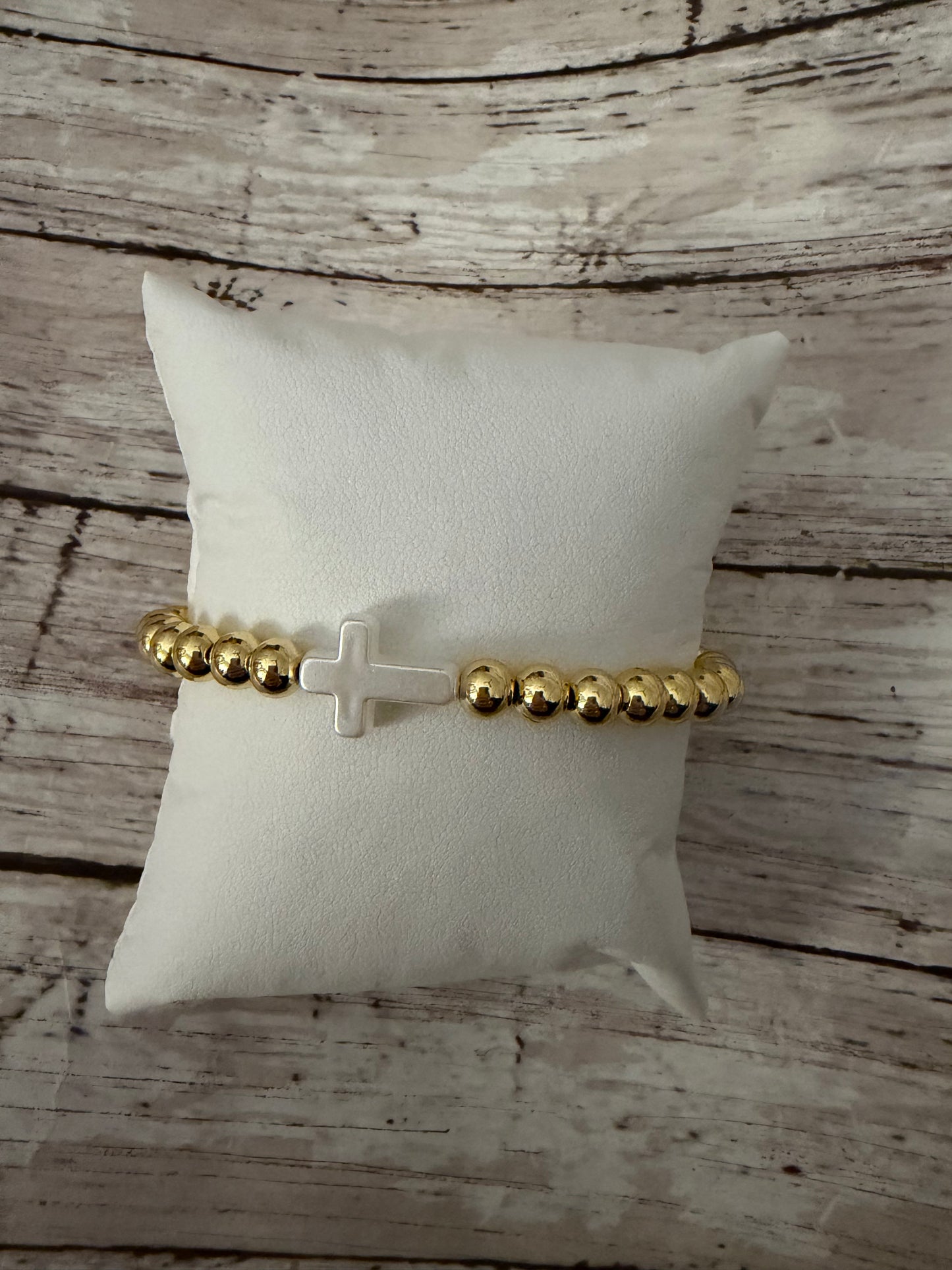 non tarnish pearl cross bracelet