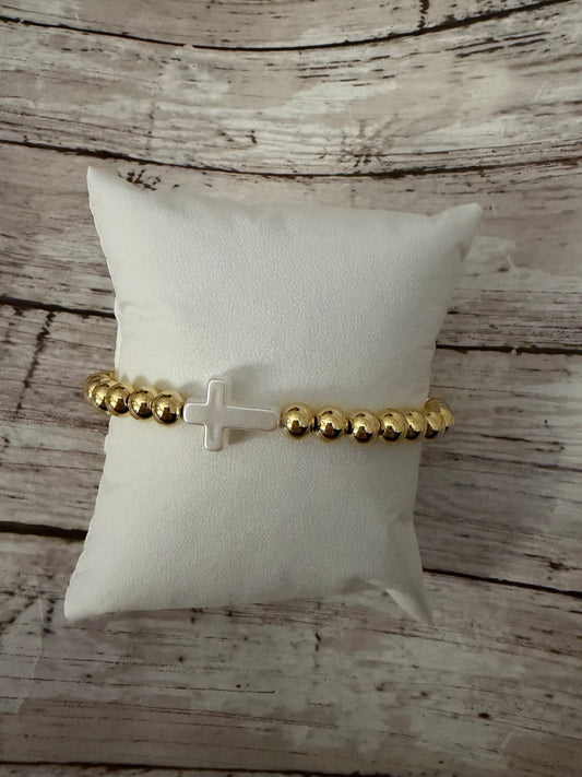 non tarnish pearl cross bracelet