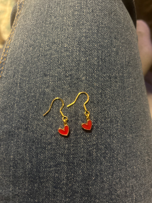 Red heart earrings