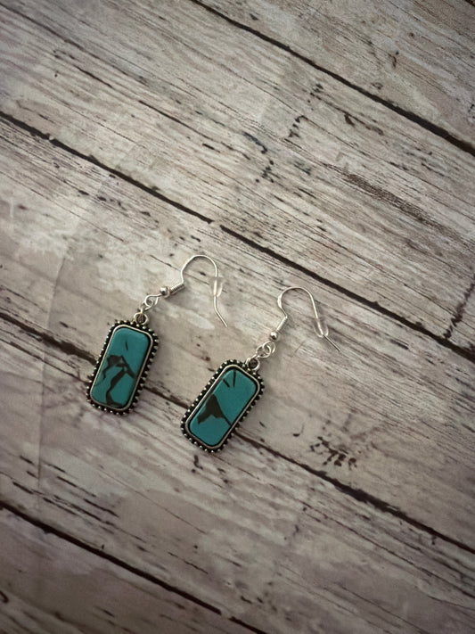 925 Sterling silver turquoise bar earrings