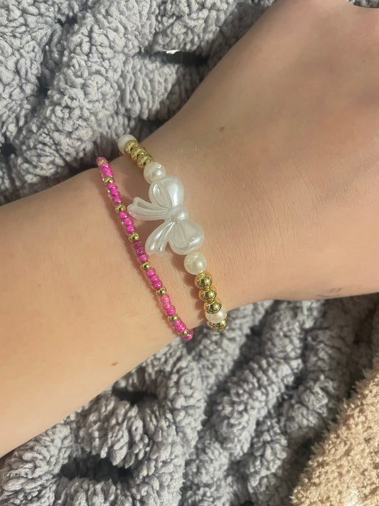 Bow and pink non tarnish set