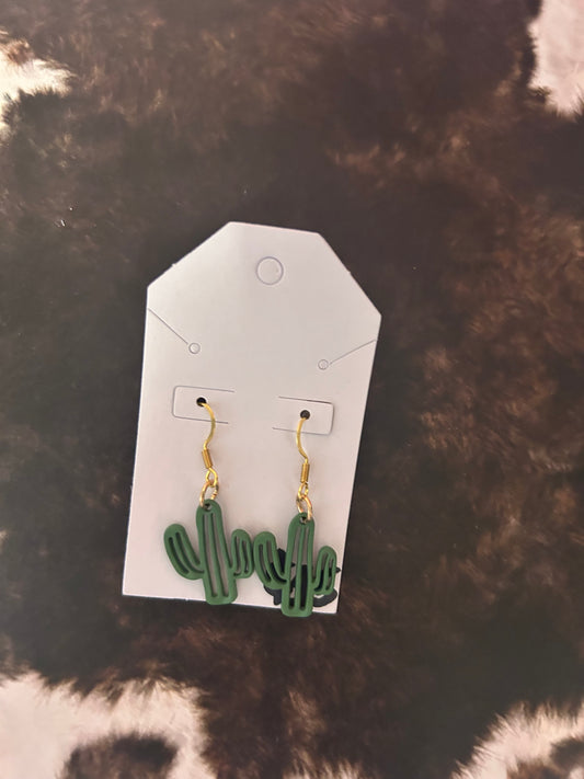 Gold cactus earrings