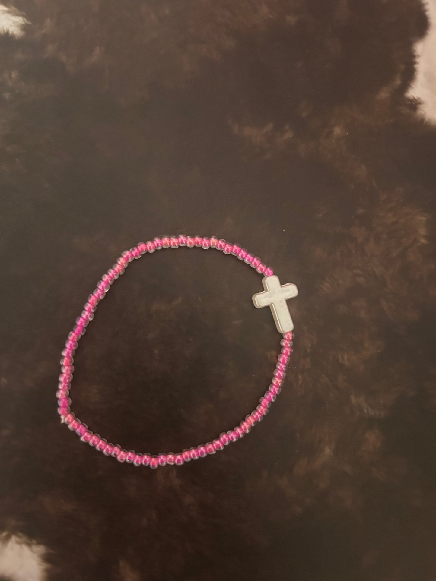 Pink cross bracelet