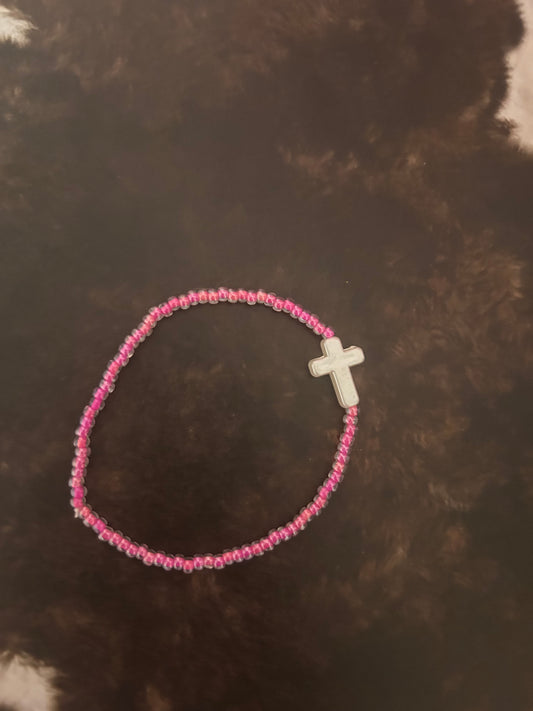Pink cross bracelet
