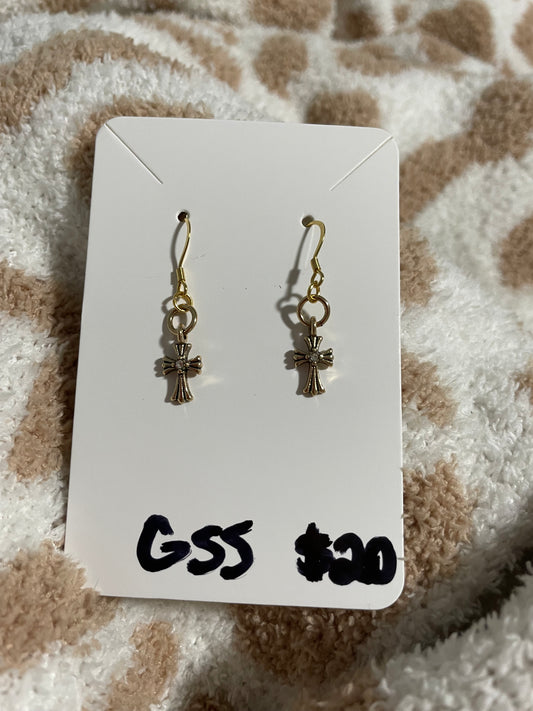 Gold cross stainless steel earrings
