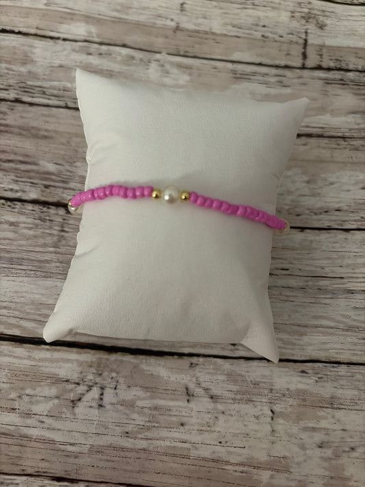 Purple pearl and gold non tarnish dainty bracelet
