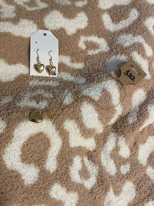 Heart necklace and earring set