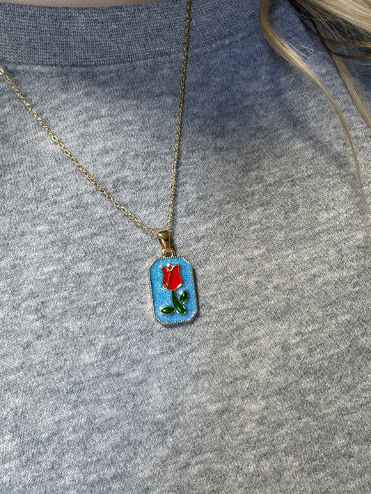 Rose non tarnish necklace charm bar