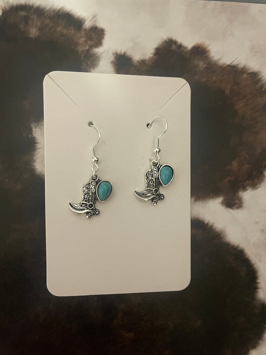 Sterling silver turquoise boot earring