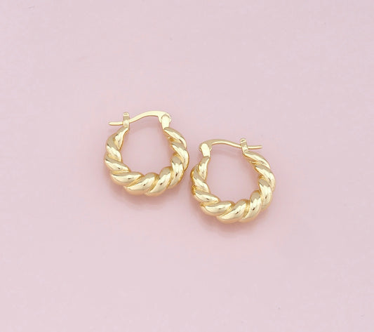 Waterproof twist hoop earrings