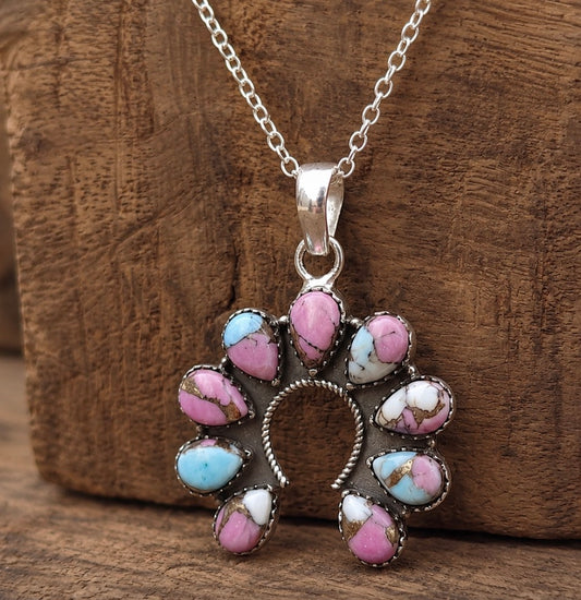 Kingsman turquoise cotton candy bohemian 925 sterling silver necklace