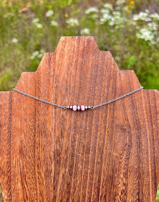 Pink conch choker necklace Navajo pearl style pre-order
