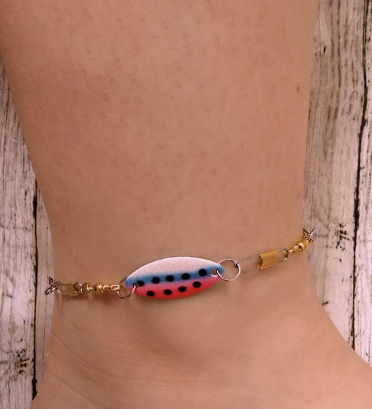 Kastmaster cotton candy swivel adjustable anklet in gold