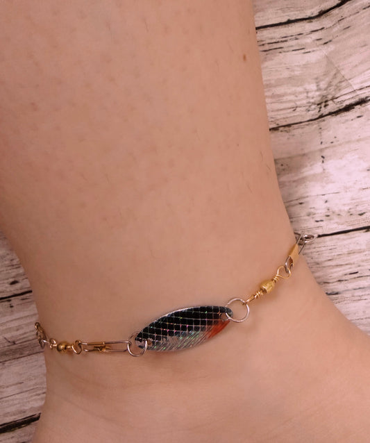 Blue fox lure black and red belly fish adjustable anklet