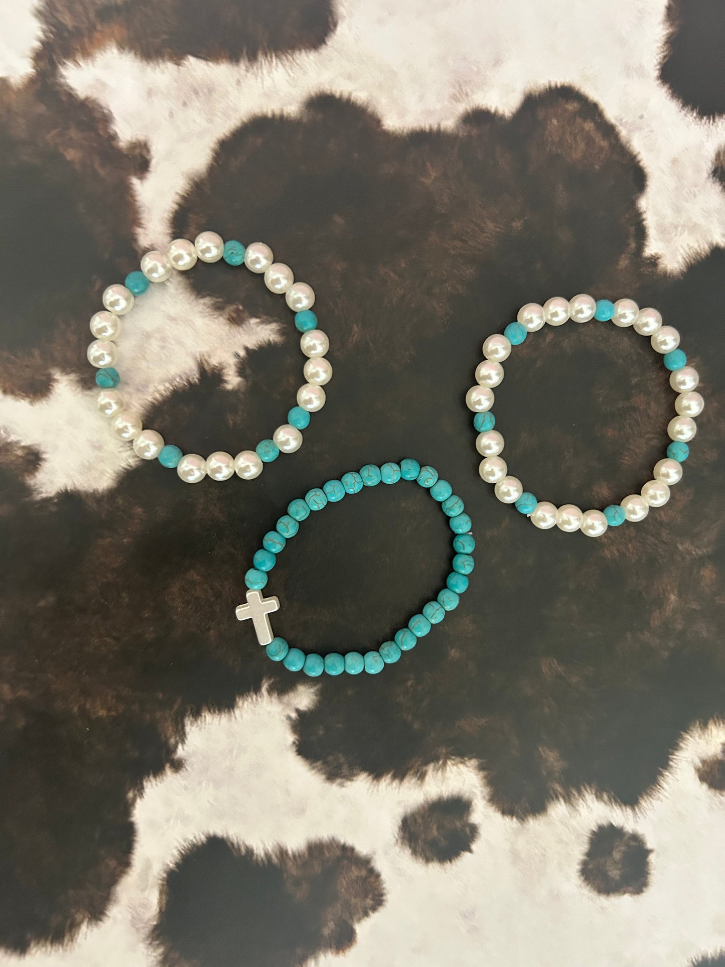 Teal bracelet stack