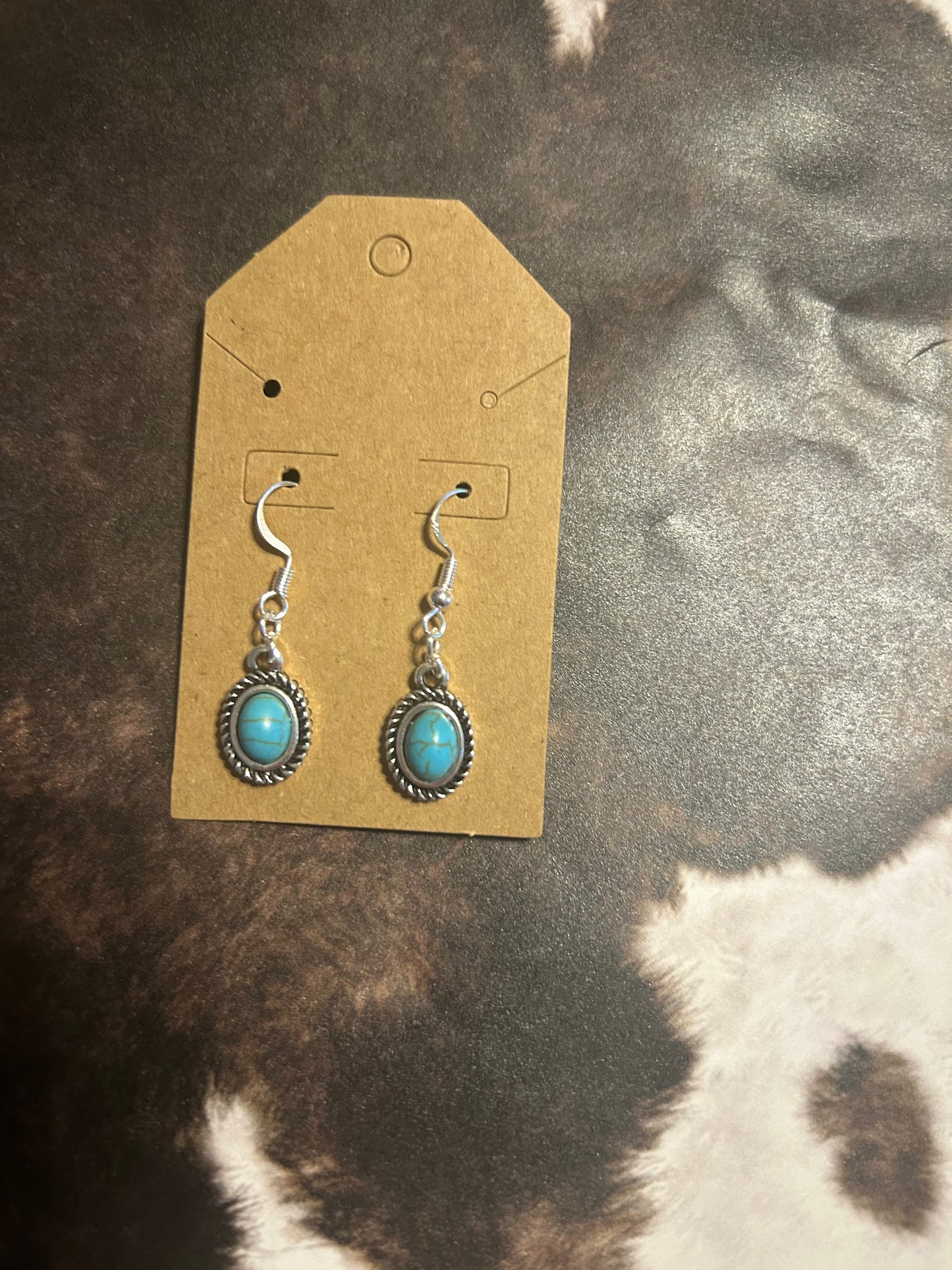 Round turquoise and silver earrings