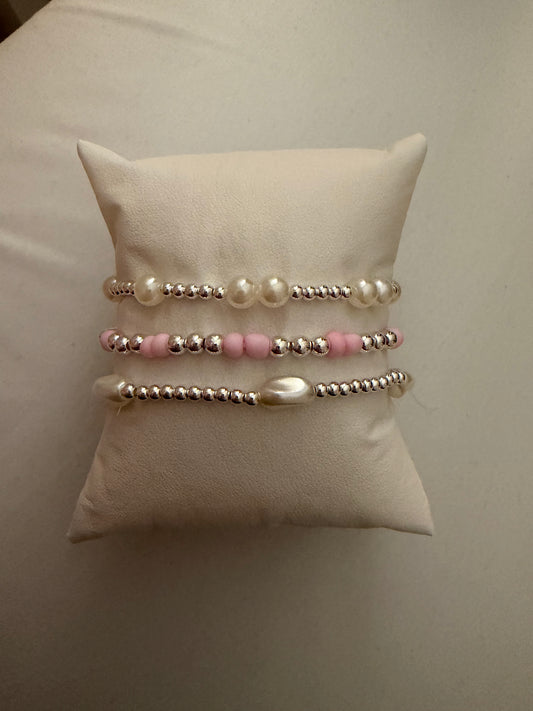Pearly pink silver filled non tarnish set