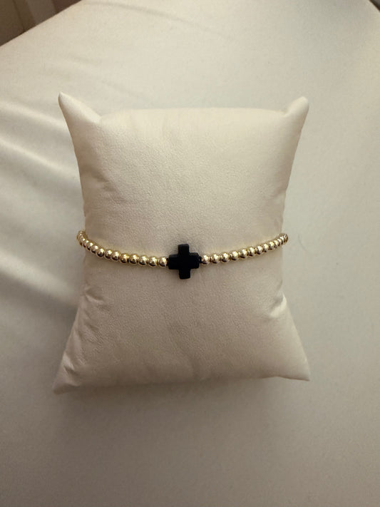 Navy Easter cross non tarnish bracelet gold filled single