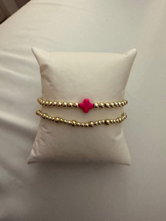 Hot pink Easter cross set non tarnish gold filled single