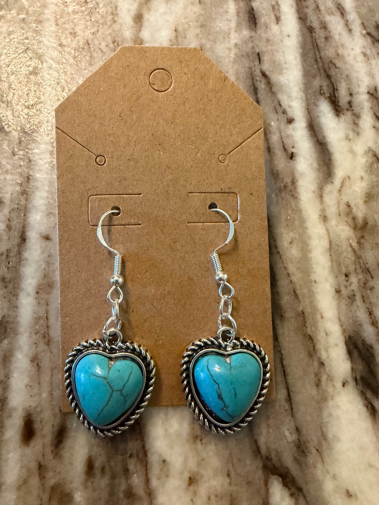 Turquoise heart sterling silver earrings