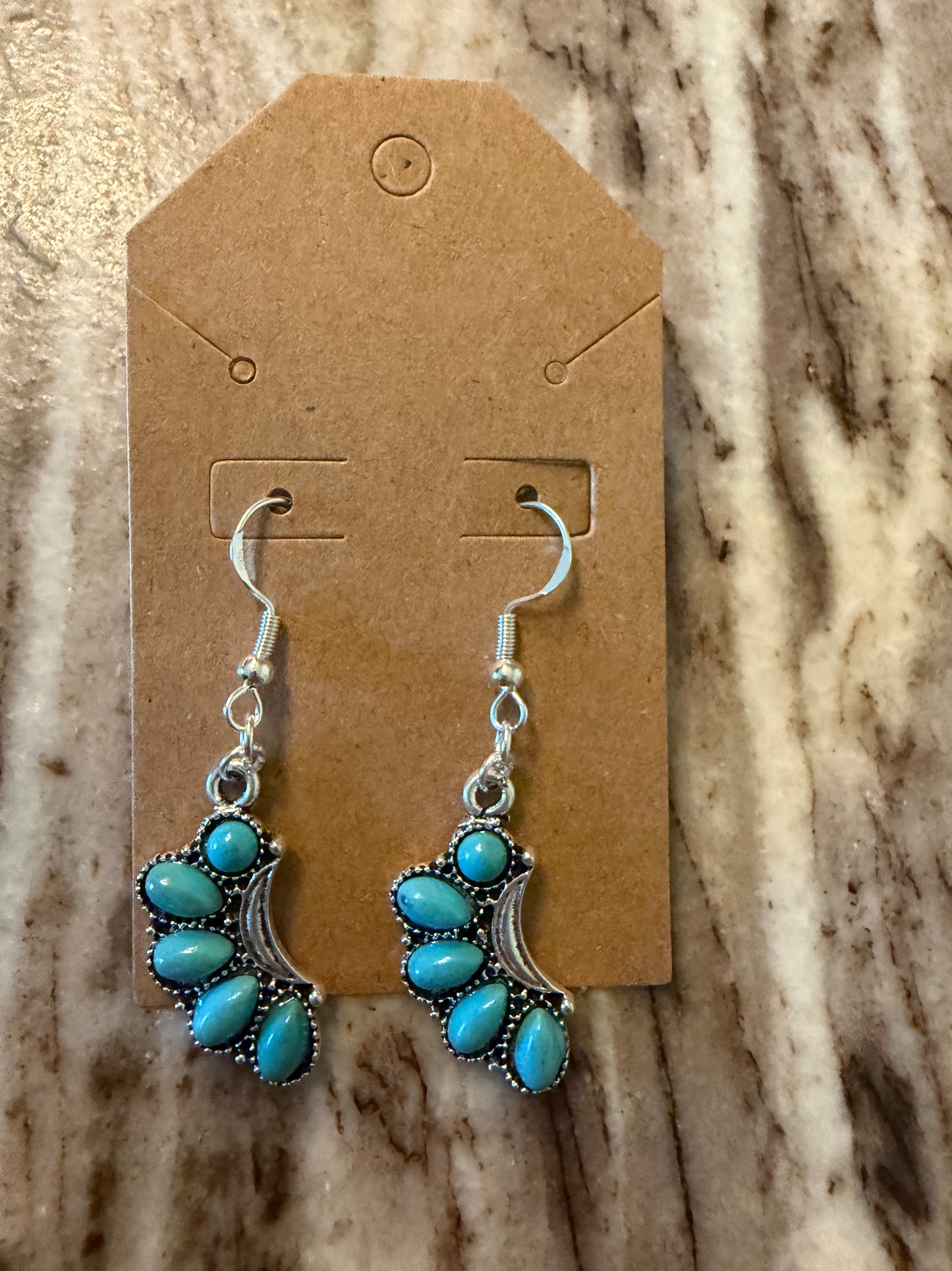 Turquoise moon Sterling silver earrings