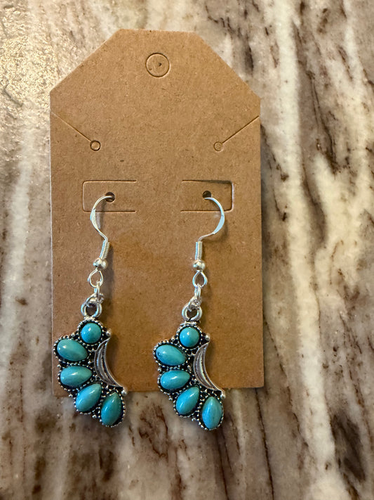 Turquoise moon Sterling silver earrings
