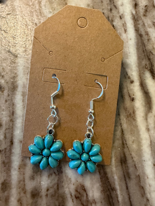 Sterling silver turquoise flower earring