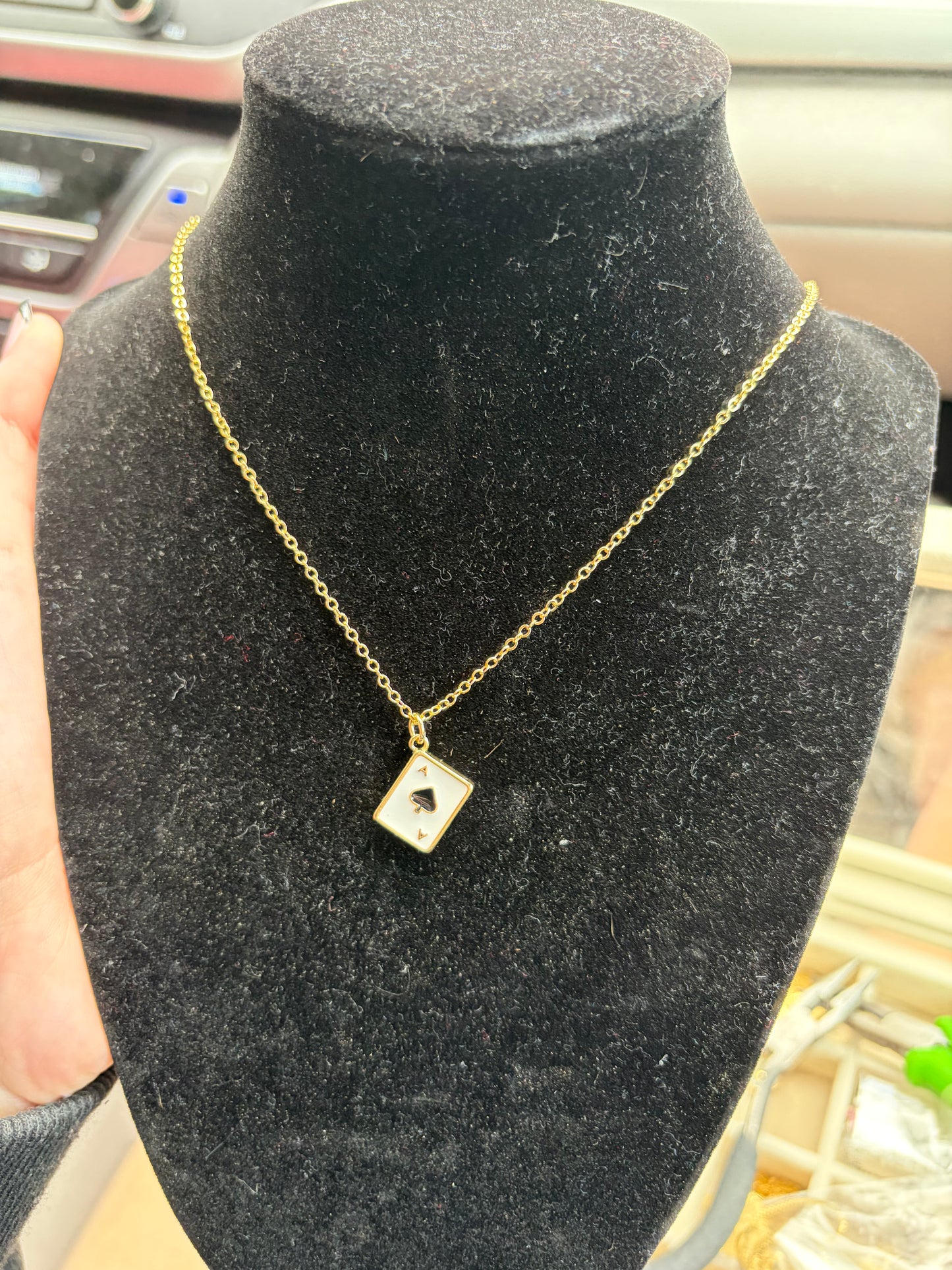 Non tarnish ace of spades necklace in gold