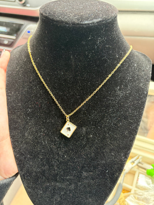 Non tarnish ace of spades necklace in gold