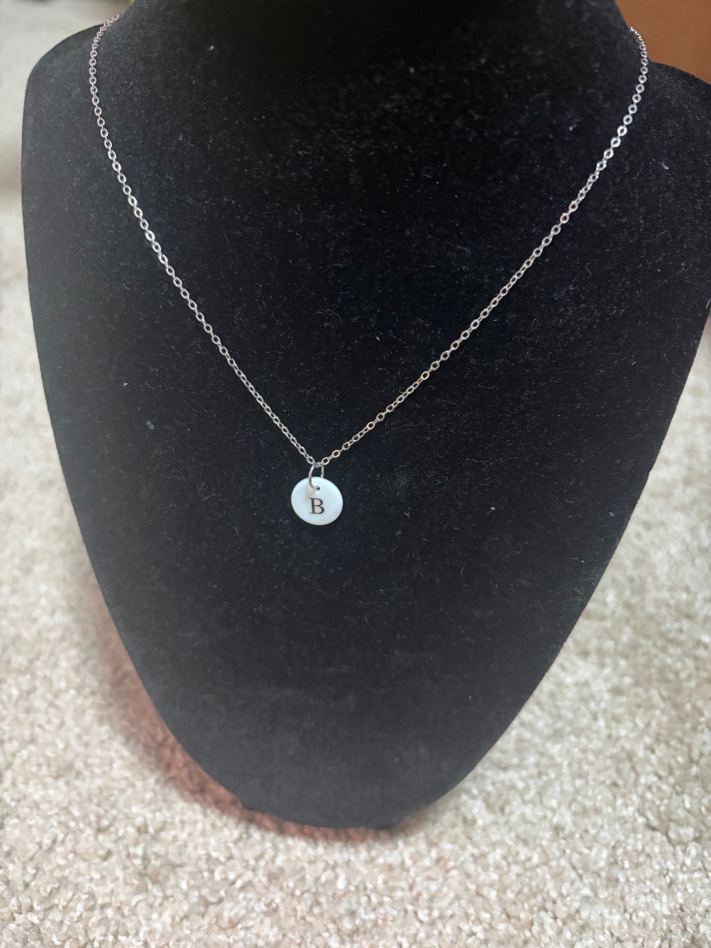 Freshwater pearl inital necklace in silver