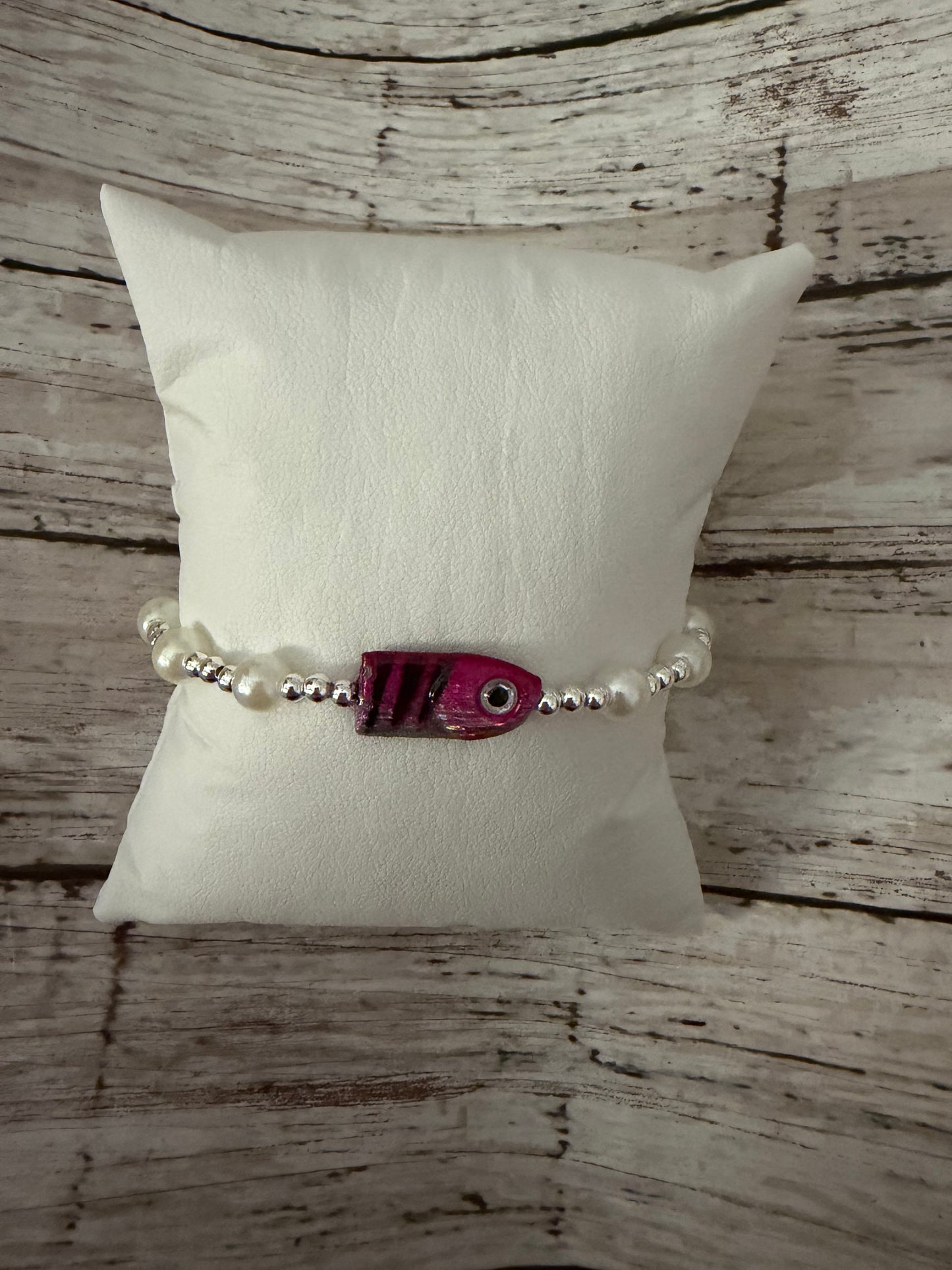 Silver filled pink lure bracelet