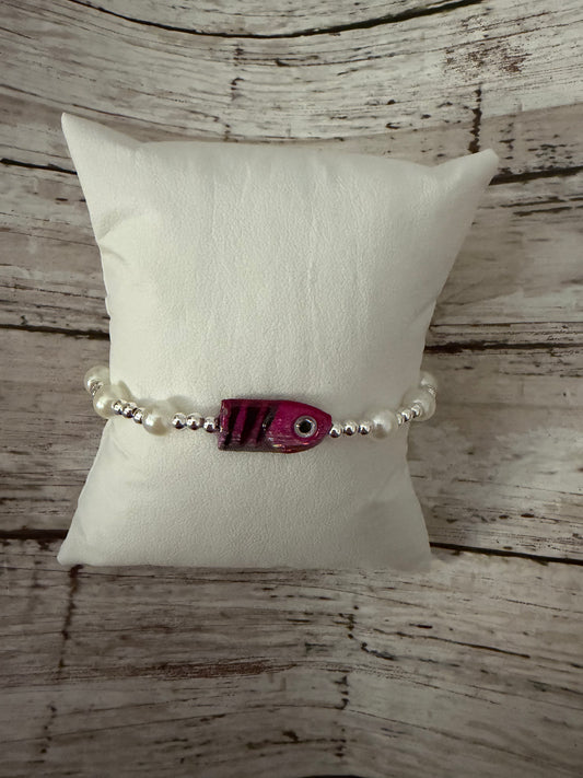 Silver filled pink lure bracelet