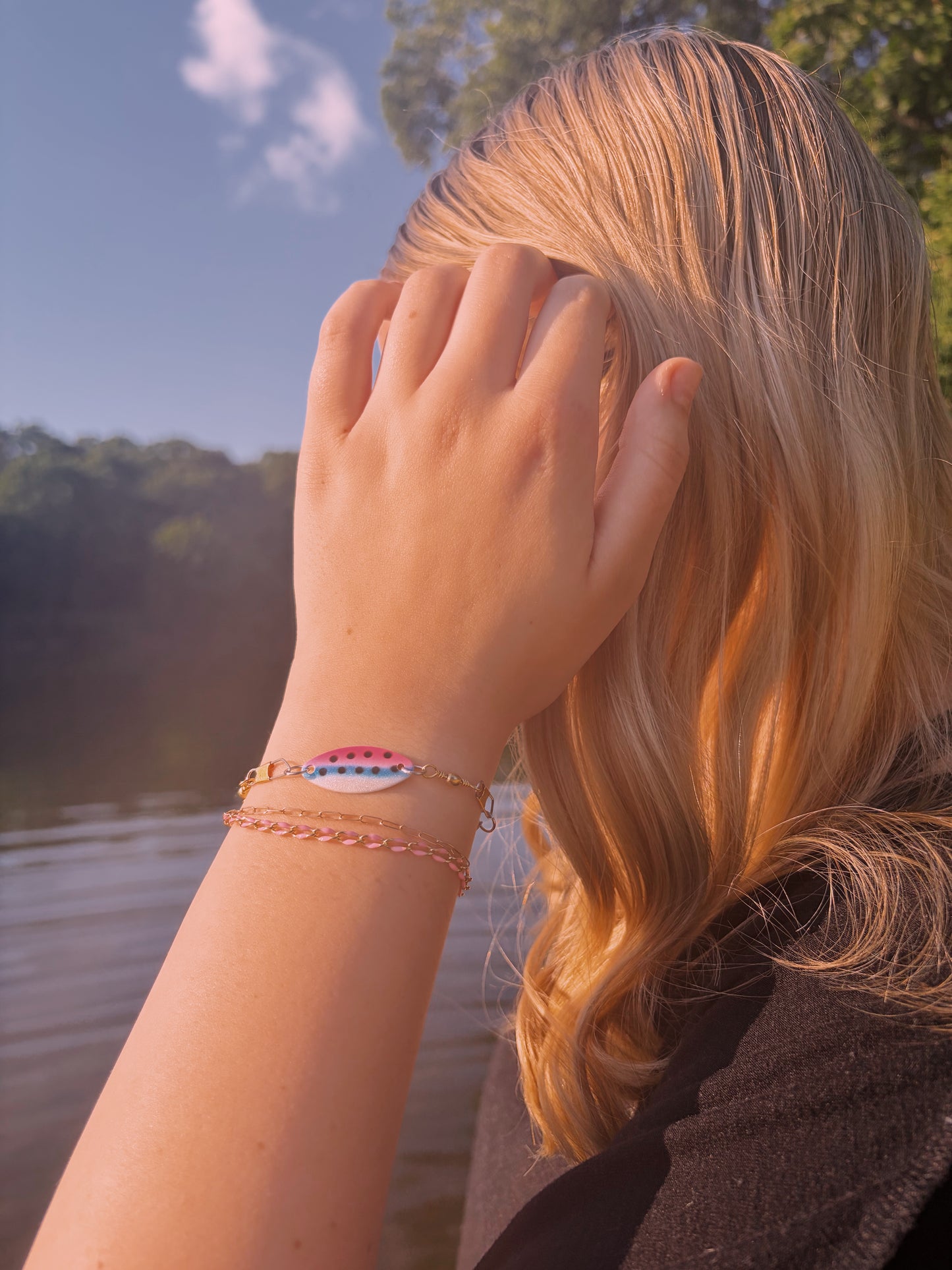Kastmaster swivel cotton candy lure bracelet adjustable