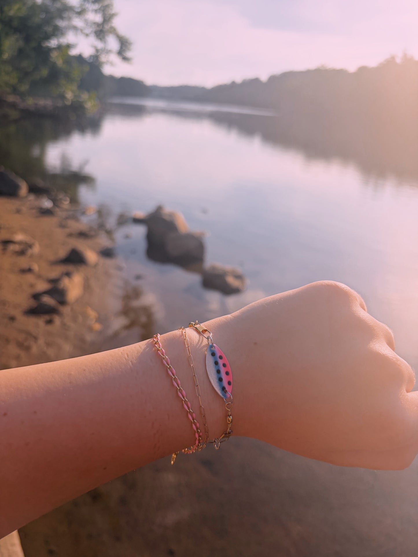 Kastmaster swivel cotton candy lure bracelet adjustable