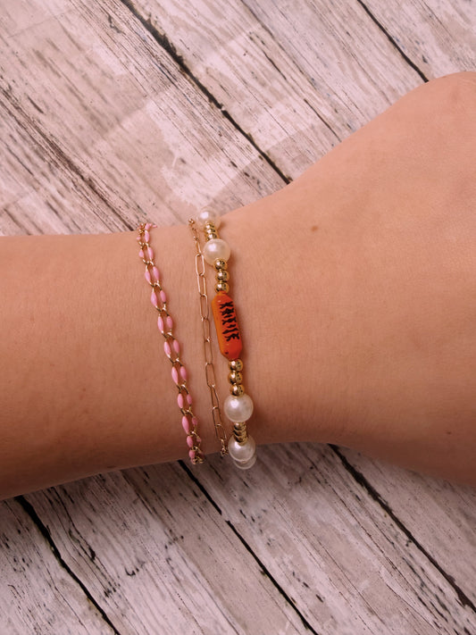 Rooster tail tiger non tarnish lure bracelet in gold