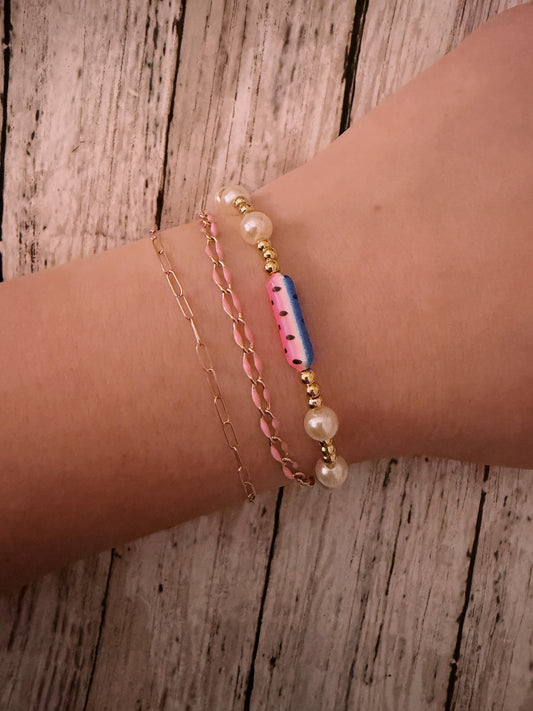 Rooster tail cotton candy lure non tarnish bracelet