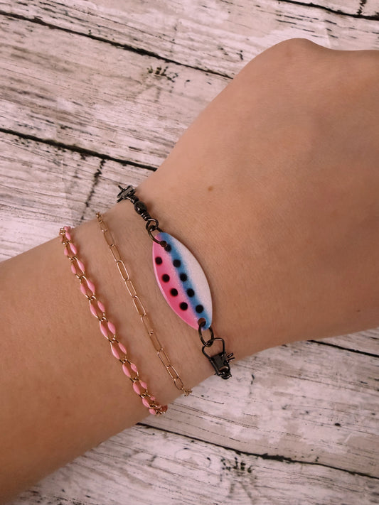 Cotton candy kastmaster black swivel adjustable bracelet