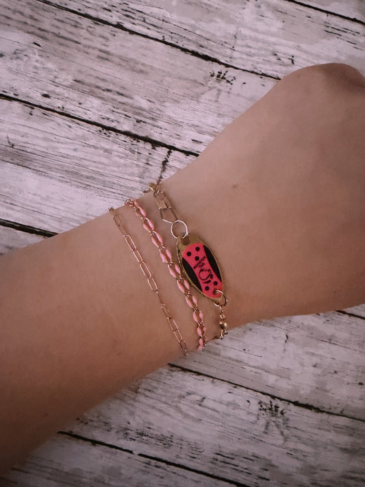 Hot pink rooster tail lure swivel adjustable bracelet