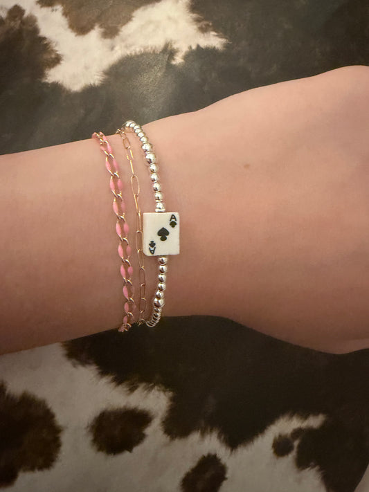 Ace of spades silver filled non tarnish bracelet