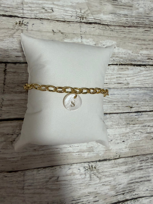 Gold filled non tarnish initial charm bracelet