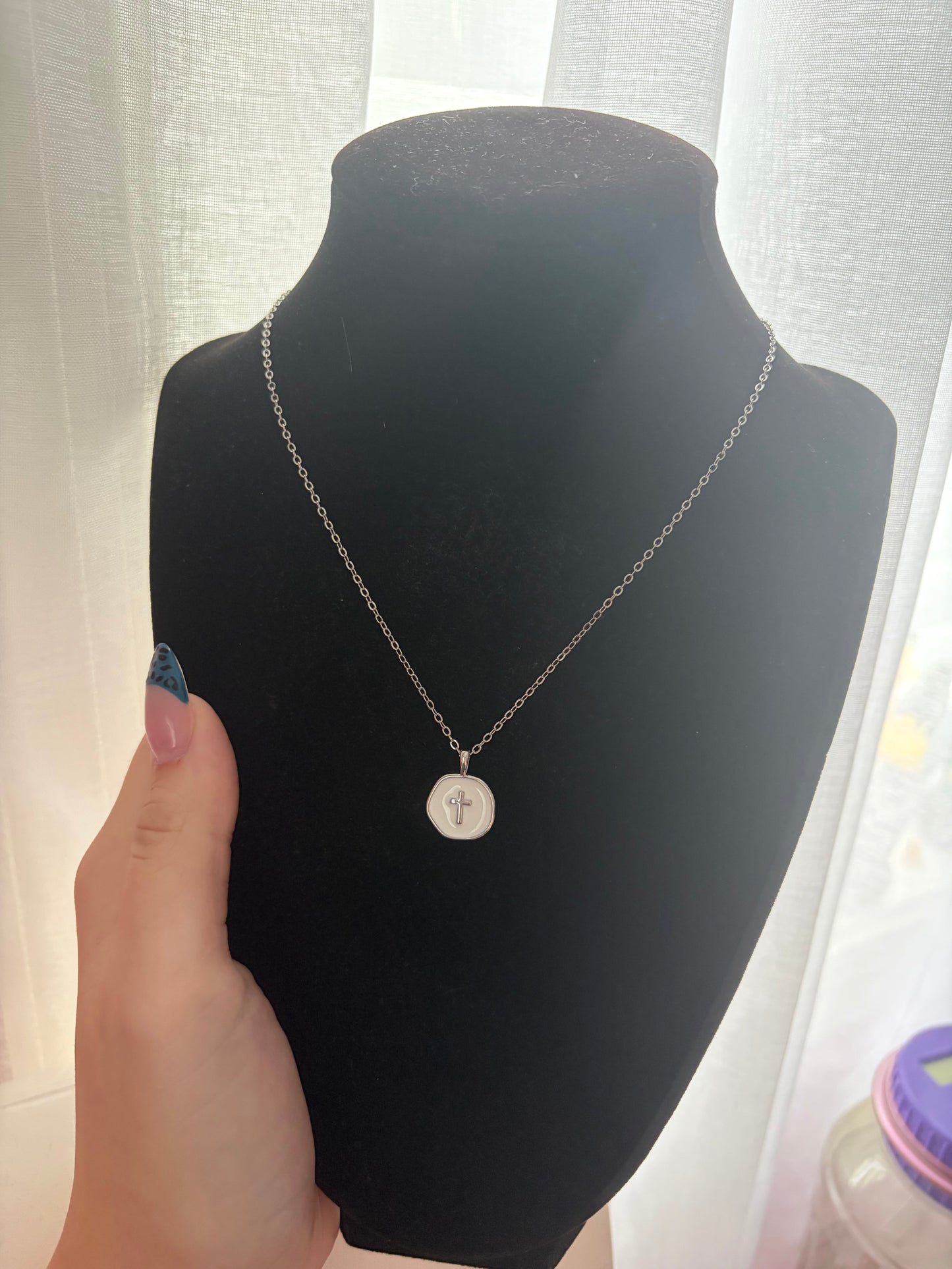 Non tarnish silver cross necklace
