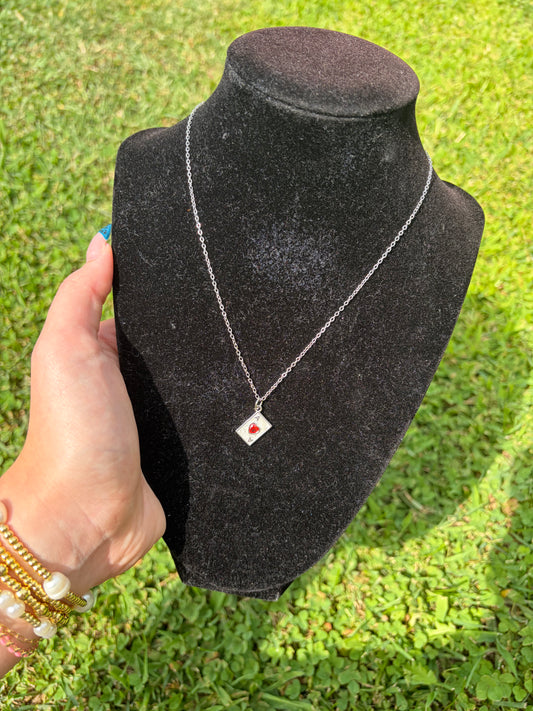 Silver ace card necklace non tarnish